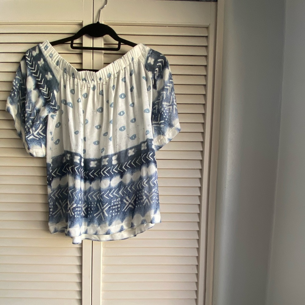 JPB white and blue off the shoulder top